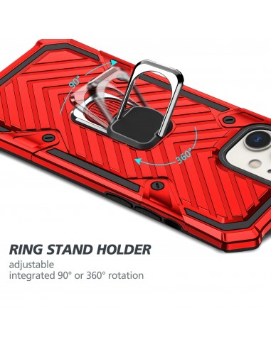 Coque antichoc hybride iPhone 12 mini avec anneau - Rouge