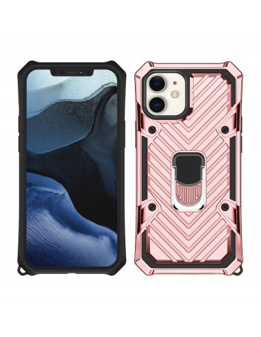 Coque antichoc hybride iPhone 12 mini avec anneau - Rose