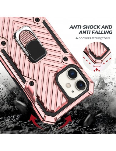 Coque antichoc hybride iPhone 12 mini avec anneau - Rose