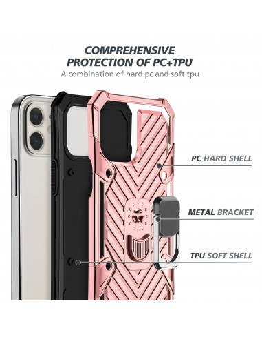 Coque antichoc hybride iPhone 12 mini avec anneau - Rose