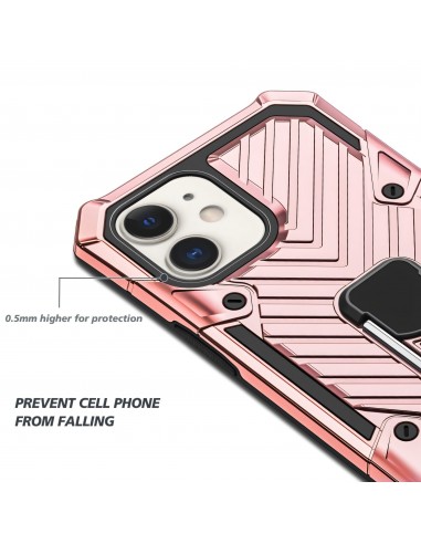 Coque antichoc hybride iPhone 12 mini avec anneau - Rose