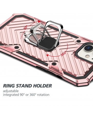Coque antichoc hybride iPhone 12 mini avec anneau - Rose