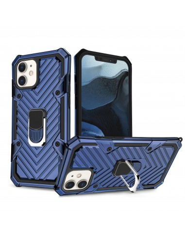 Coque antichoc hybride iPhone 12 mini avec anneau - Bleu foncé