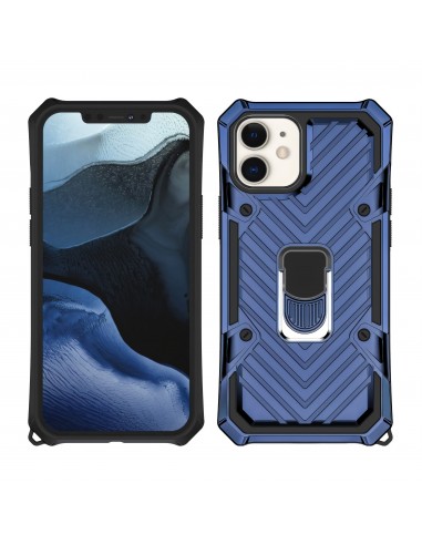 Coque antichoc hybride iPhone 12 mini avec anneau - Bleu foncé