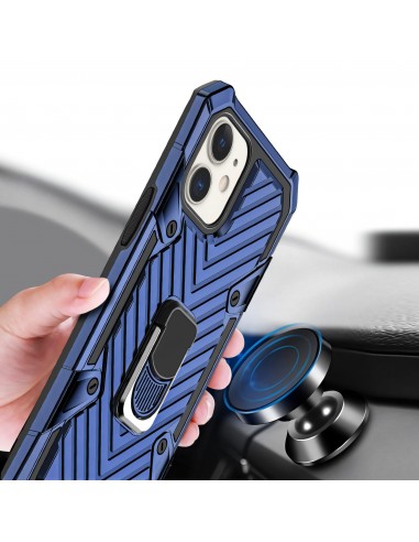 Coque antichoc hybride iPhone 12 mini avec anneau - Bleu foncé