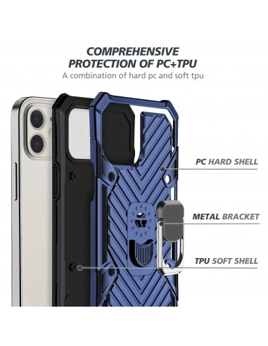 Coque antichoc hybride iPhone 12 mini avec anneau - Bleu foncé