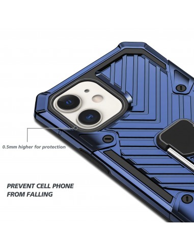 Coque antichoc hybride iPhone 12 mini avec anneau - Bleu foncé