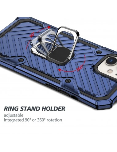 Coque antichoc hybride iPhone 12 mini avec anneau - Bleu foncé