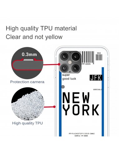 Coque silicone iPhone 12 mini Billet d'embarquement pour New York