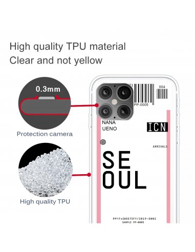 Coque silicone iPhone 12 mini Billet d'embarquement pour Seoul