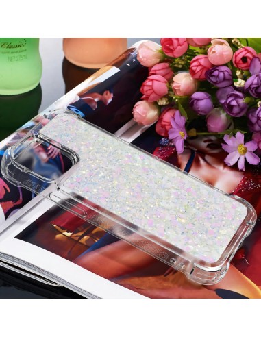 Coque silicone iPhone 12 mini fantaisie Poussières d'étoiles - Blanc