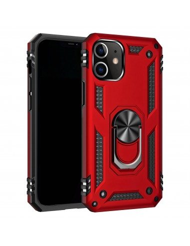 Coque antichoc iPhone 12 Mini Hybride Armor avec anneau - Rouge