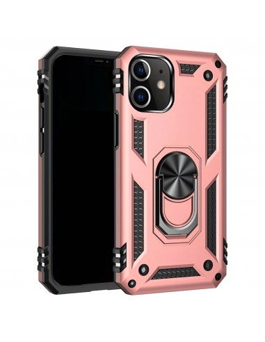 Coque antichoc iPhone 12 Mini Hybride Armor avec anneau - Rose