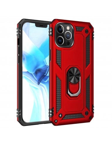 Coque antichoc iPhone 12 Pro Max Hybride Armor avec anneau - Rouge
