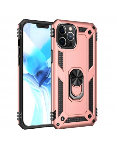 Coque antichoc iPhone 12 Pro Max Hybride Armor avec anneau - Rose