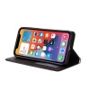 Etui portefeuille iPhone 12 Pro Max Style Jeans avec rangement carte et coque silicone intégrée - Noir