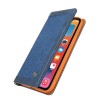 Etui portefeuille iPhone 12 Pro Max Style Jeans avec rangement carte et coque silicone intégrée - Bleu foncé