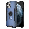 Coque iPhone 12 et 12 Pro hybride avec anneau et support en métal - Bleu foncé