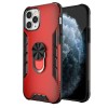 Coque iPhone 12 et 12 Pro hybride avec anneau et support en métal - Rouge
