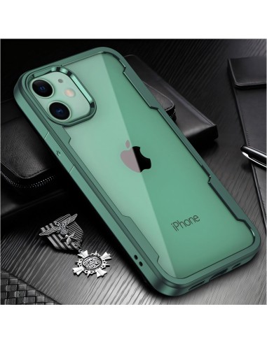 Coque antichoc iPhone 12 avec partie transparente - Vert