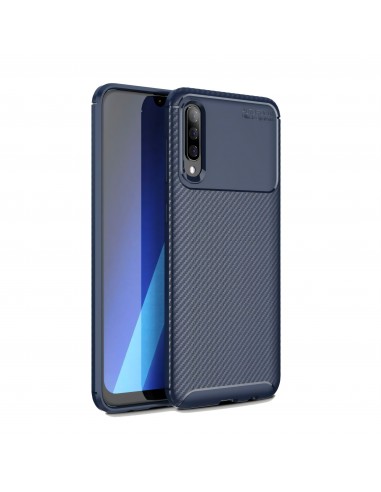 Coque silicone Galaxy A70 Syle fibre de carbone - Bleu foncé