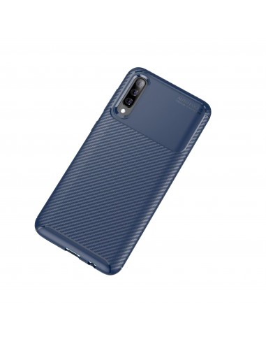 Coque silicone Galaxy A70 Syle fibre de carbone - Bleu foncé