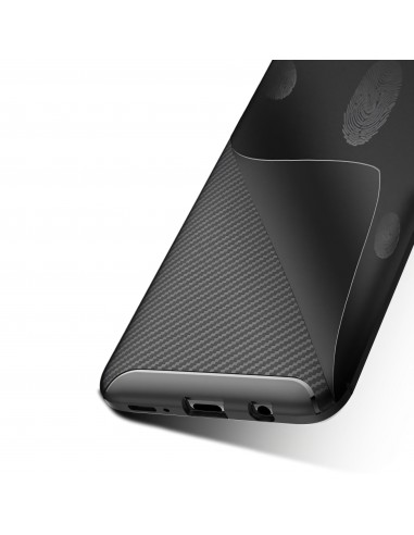 Coque silicone Galaxy A30 et A20 Syle fibre de carbone - Noir