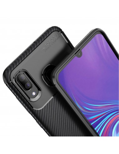 Coque silicone Galaxy A30 et A20 Syle fibre de carbone - Noir