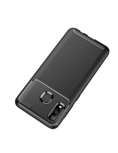 Coque silicone Galaxy A30 et A20 Syle fibre de carbone - Noir