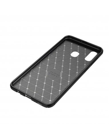 Coque silicone Galaxy A30 et A20 Syle fibre de carbone - Noir