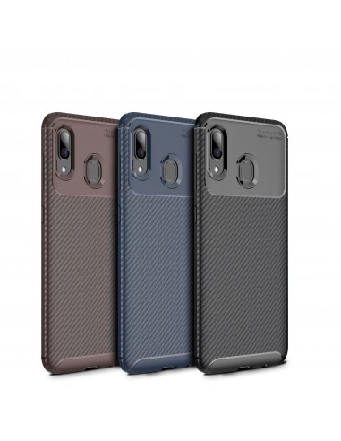 Coque silicone Galaxy A30 et A20 Syle fibre de carbone - Noir