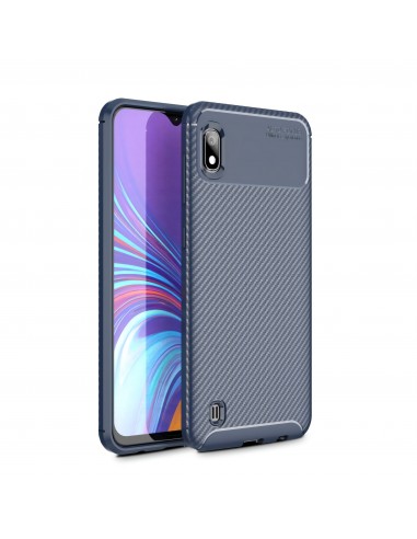 Coque silicone Galaxy A10 Syle fibre de carbone - Bleu foncé
