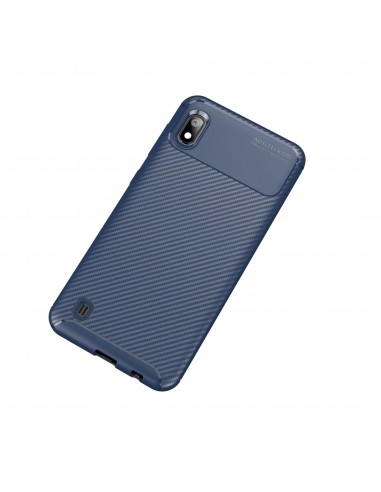 Coque silicone Galaxy A10 Syle fibre de carbone - Bleu foncé