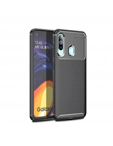 Coque silicone Galaxy A60 Syle fibre de carbone - Noir