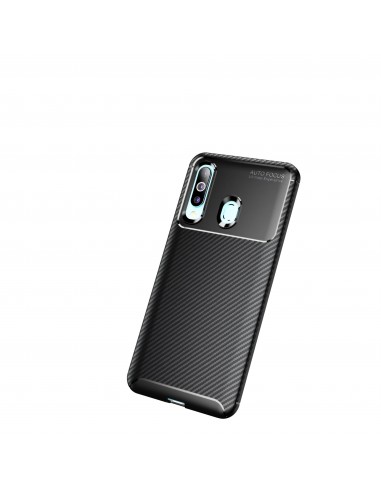 Coque silicone Galaxy A60 Syle fibre de carbone - Noir
