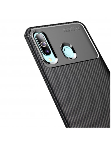 Coque silicone Galaxy A60 Syle fibre de carbone - Noir
