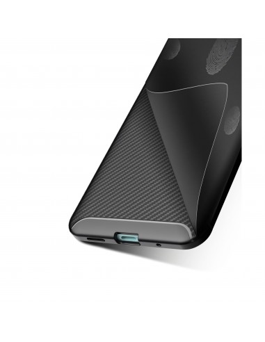 Coque silicone Galaxy A60 Syle fibre de carbone - Noir