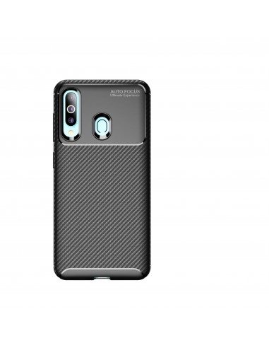 Coque silicone Galaxy A60 Syle fibre de carbone - Noir