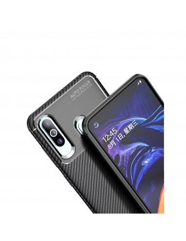 Coque silicone Galaxy A60 Syle fibre de carbone - Noir