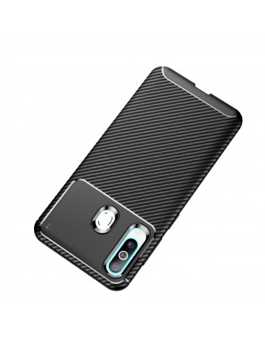 Coque silicone Galaxy A60 Syle fibre de carbone - Noir