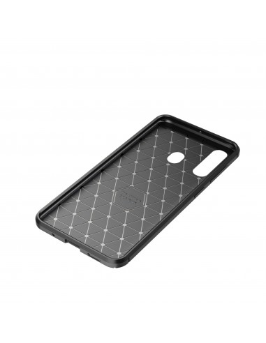 Coque silicone Galaxy A60 Syle fibre de carbone - Noir