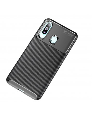 Coque silicone Galaxy A60 Syle fibre de carbone - Noir
