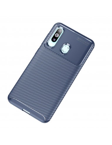 Coque silicone Galaxy A60 Syle fibre de carbone - Bleu foncé