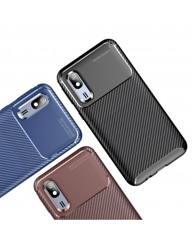 Coque silicone Galaxy A20 Syle fibre de carbone - Bleu foncé