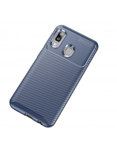 Coque silicone Galaxy A20e Syle fibre de carbone - Bleu foncé