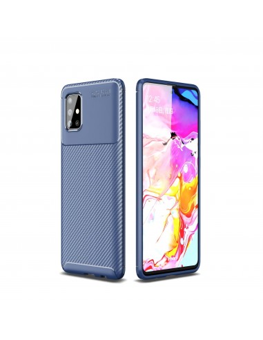 Coque silicone Galaxy A51 Syle fibre de carbone - Bleu foncé