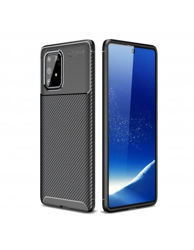 Coque silicone Galaxy S10 Lite et Galaxy A91 Style fibre de carbone - Noir