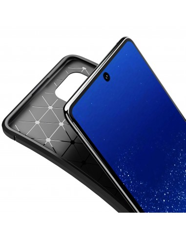 Coque silicone Galaxy S10 Lite et Galaxy A91 Style fibre de carbone - Noir