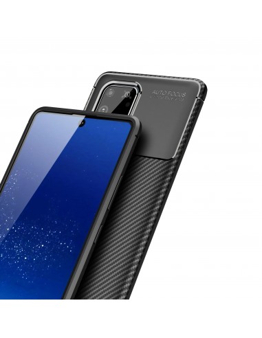 Coque silicone Galaxy S10 Lite et Galaxy A91 Style fibre de carbone - Noir