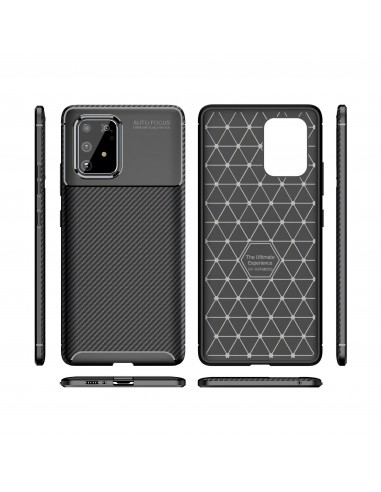 Coque silicone Galaxy S10 Lite et Galaxy A91 Style fibre de carbone - Noir